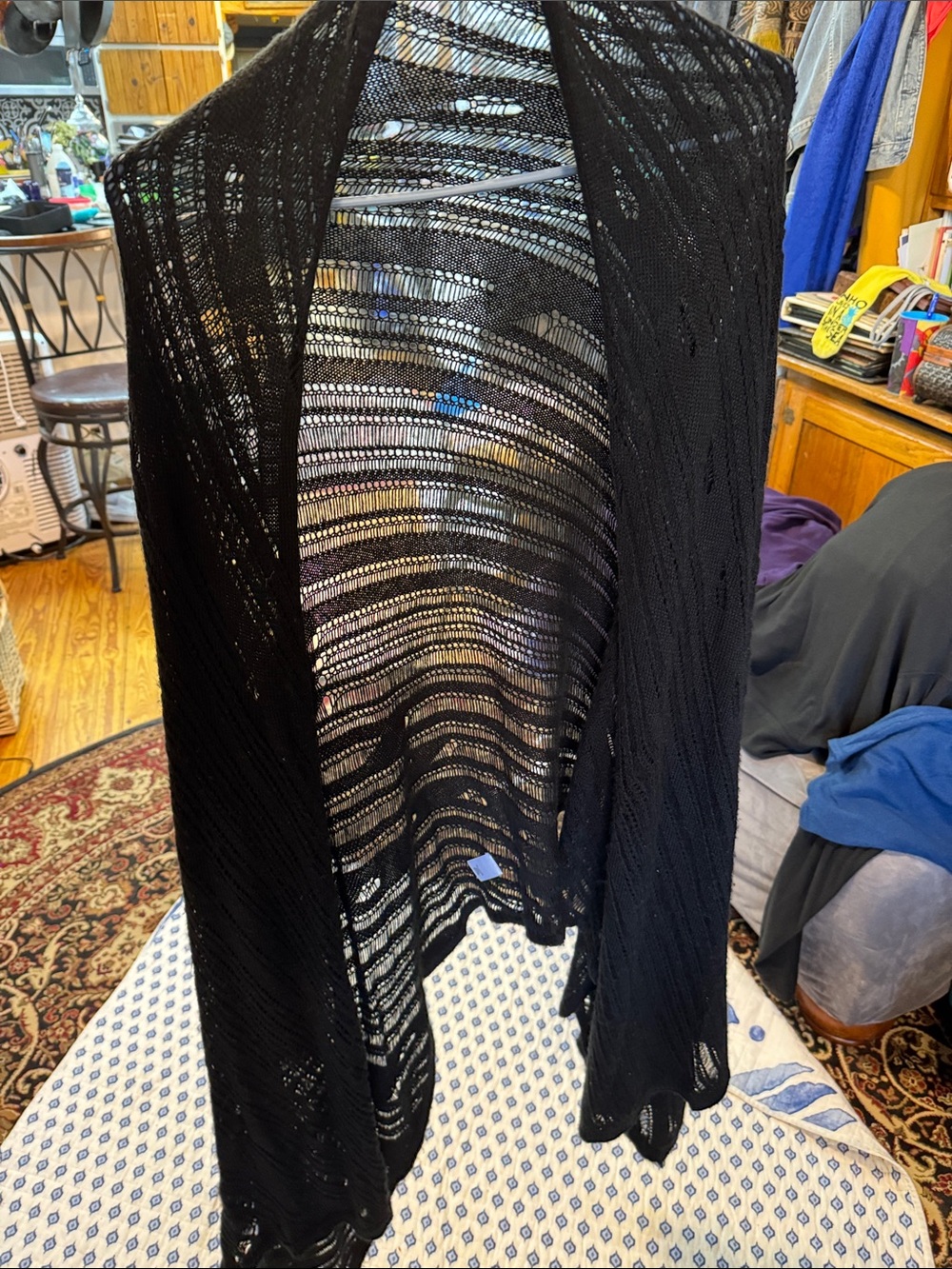 Black Open-Knit Women’s sweater cardigan 3X